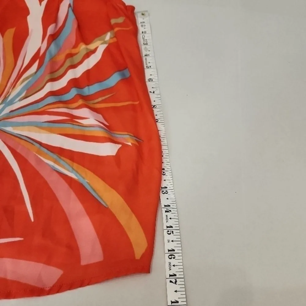 Gap Blouse Womens Size XS Orange Multi-Color Abstract Print‎ Square Neck Vibrant